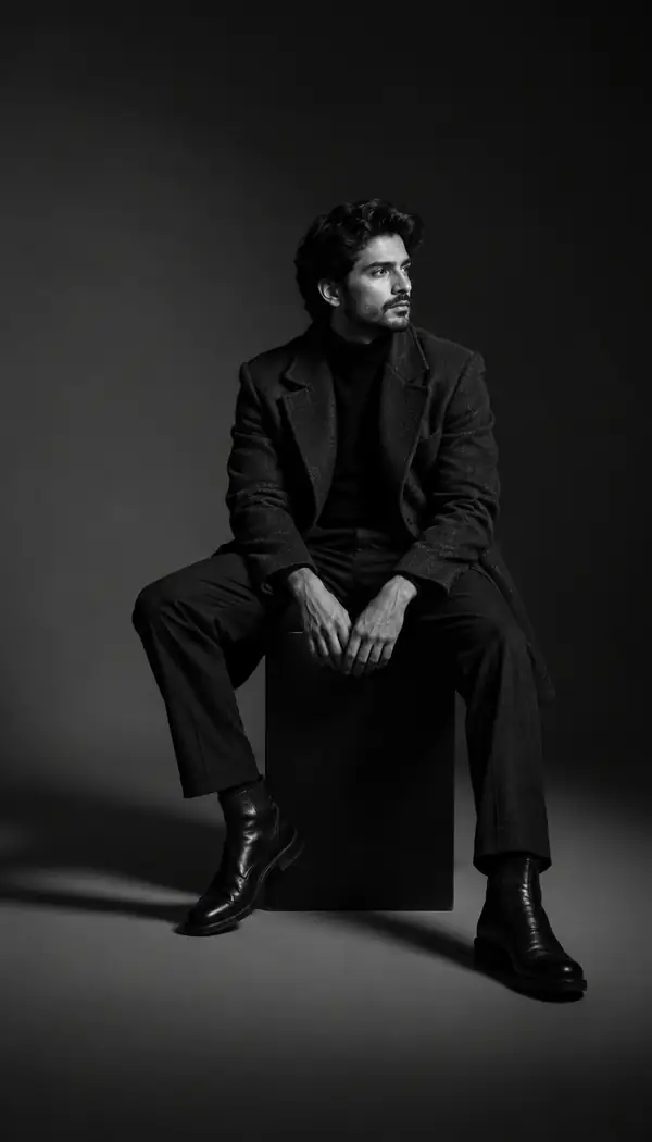 Vintage monochrome fashion portrait.
