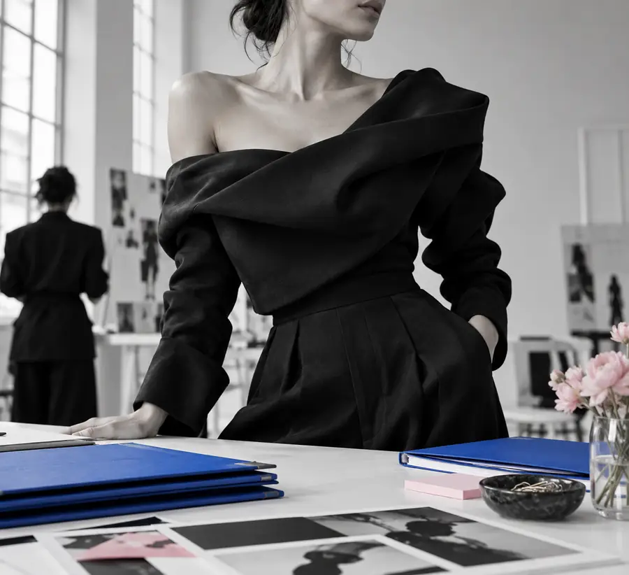 Monochrome fashion portrait used to illustrate a possible starting style